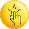 Yellow icon of arrows representing 'Achieving excellence'