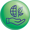 Green icon of two sweets representing 'Social & environmental responsibility'